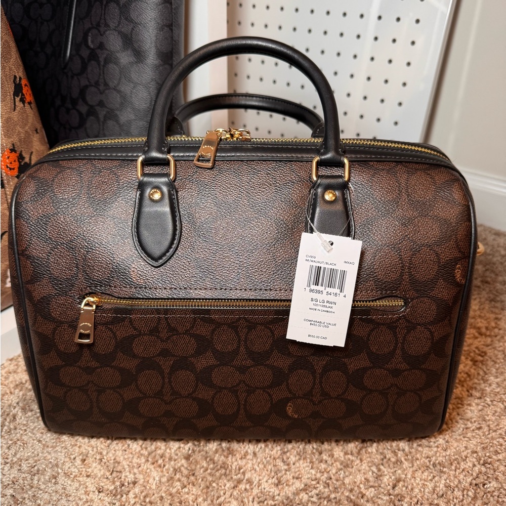 Coach Brown and Black Signature Dome Satchel - Picture 2 of 11